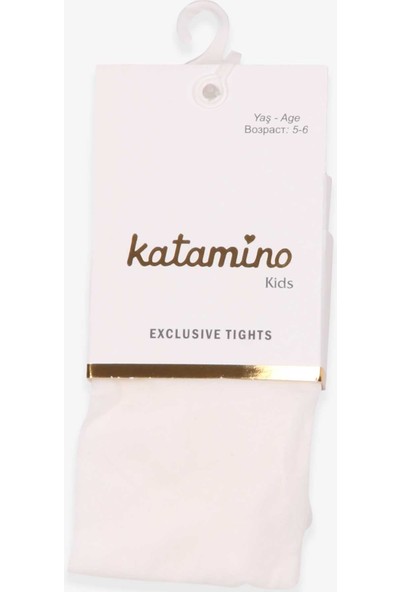 Katamino Kız Çocuk Külotlu Çorap Düz Renk Ekru (5-6-11-12 Yaş)