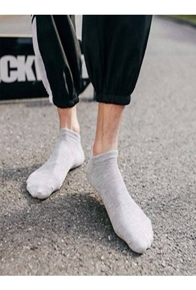 Soft Erkek Gri Renk Pamuklu 10 Lu Patik Çorap