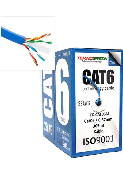 TK-CAT06M Mavi 0.57MM 305MT Cat6 Kablo