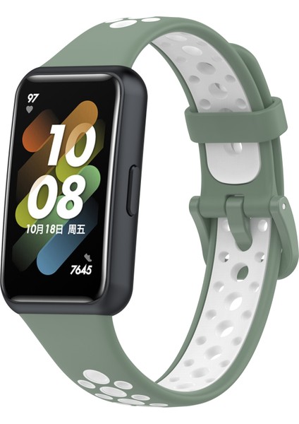 Huawei Band 7/7 Nfc Işık Yeşil+Beyaz Için Nefes Alabilir Silikon Izleme Bandı( Yurt Dışından )
