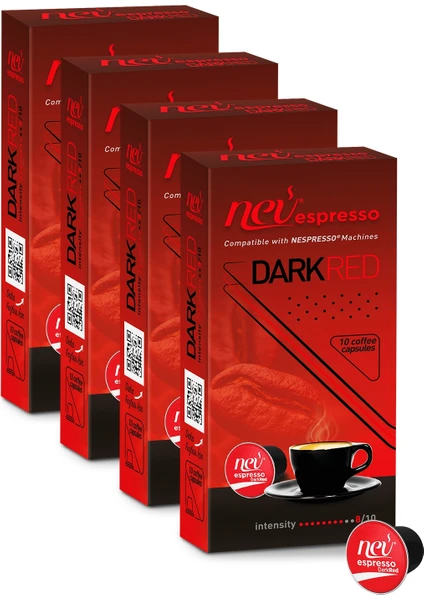 Nev Espresso Kahve Darkred Kapsül Kahve 4 x 10'lu