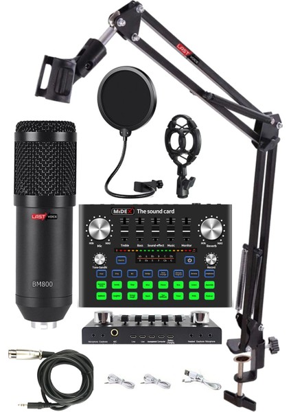 BM800 Live Plus Set Efektli Ses Kartı Mikrofon Stand Kayıt Canlı Yayın Seti (PC ve Telefon)