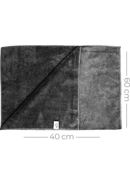 Mikrofiber Çift Yüzlü Araç Kurulama Bezi 40 x 60 440 gr/m2 Antrasit