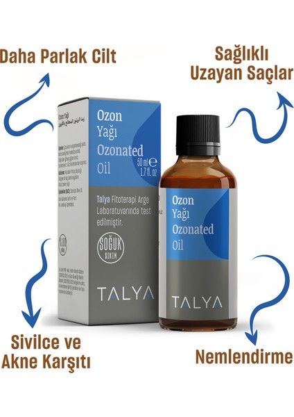 Ozon Yağı (Ozonlanmış Zeytinyağı), Soğuk Sıkım, %100 Saf ve Doğal, 50 ml