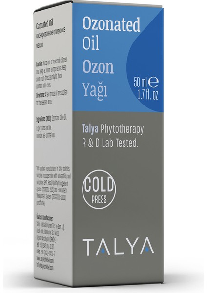 Ozon Yağı (Ozonlanmış Zeytinyağı), Soğuk Sıkım, %100 Saf ve Doğal, 50 ml