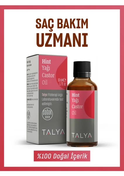 Hint Yağı (Castor Oil), Soğuk Sıkım, %100 Saf ve Doğal, 50 ml