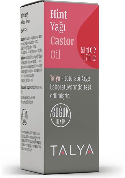 Hint Yağı (Castor Oil), Soğuk Sıkım, %100 Saf ve Doğal, 50 ml