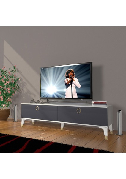 Eko 140 Mdf Std Gold Tv Ünitesi Tv Sehpası - Beyaz - Antrasit