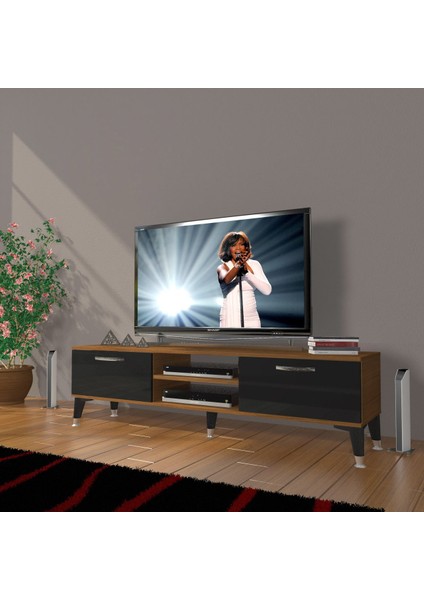 Eko 140 Mdf DVD Silver Tv Ünitesi Tv Sehpası - Ceviz - Siyah