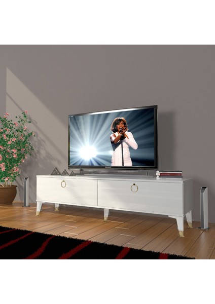 Eko 140 Mdf Std Gold Tv Ünitesi Tv Sehpası - Parlak Beyaz