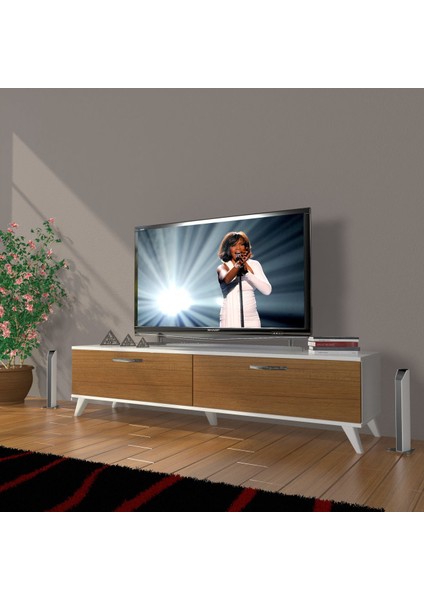 Eko 140 Mdf Std Retro Tv Ünitesi Tv Sehpası - Beyaz - Ceviz