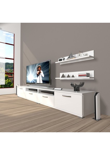 Eko 200R Slm Tv Ünitesi Tv Sehpası - Parlak Beyaz