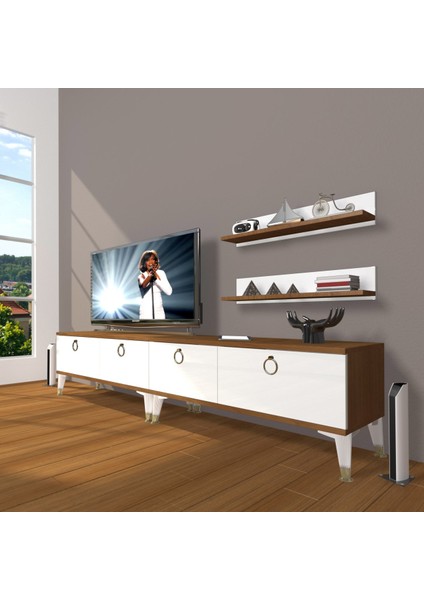 Eko 200T Mdf Gold Tv Ünitesi Tv Sehpası - Ceviz - Beyaz