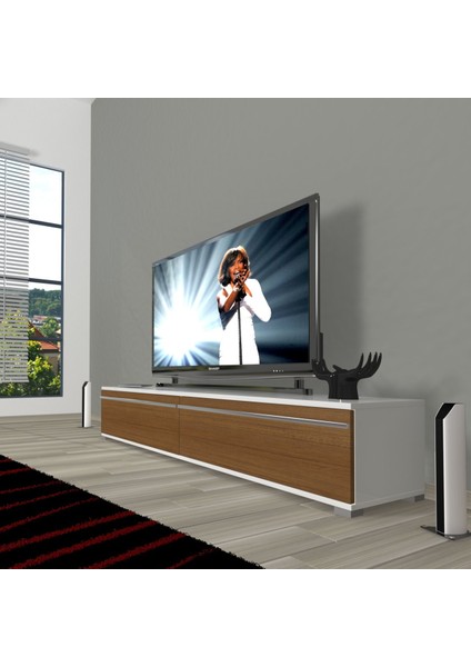Eko 140T Mdf Tv Ünitesi Tv Sehpası - Beyaz - Ceviz