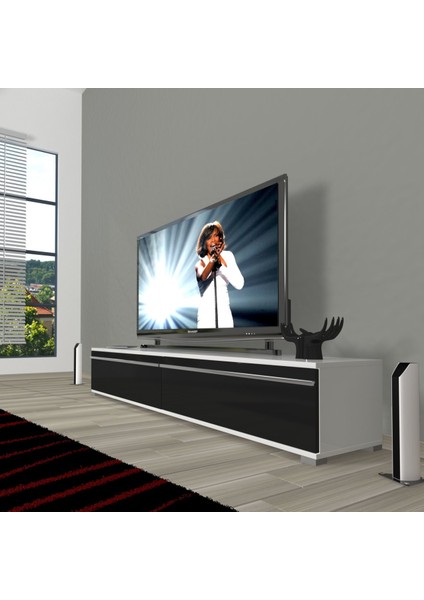 Eko 140T Mdf Tv Ünitesi Tv Sehpası - Beyaz - Siyah