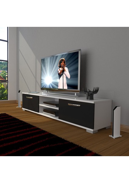 Eko 140 Mdf DVD Tv Ünitesi Tv Sehpası - Beyaz - Siyah