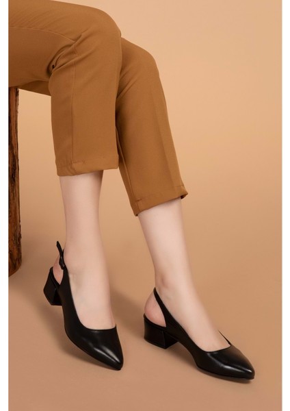 Kadın Hakiki Deri Topuklu Ayakkabı ŞHN.789 - Gondol - ŞHN.789 - Siyah - 35