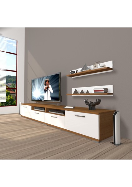 Eko 200R Mdf Tv Ünitesi Tv Sehpası - Ceviz - Beyaz