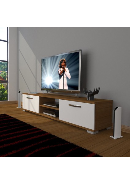 Eko 140 Mdf DVD Tv Ünitesi Tv Sehpası - Ceviz - Beyaz