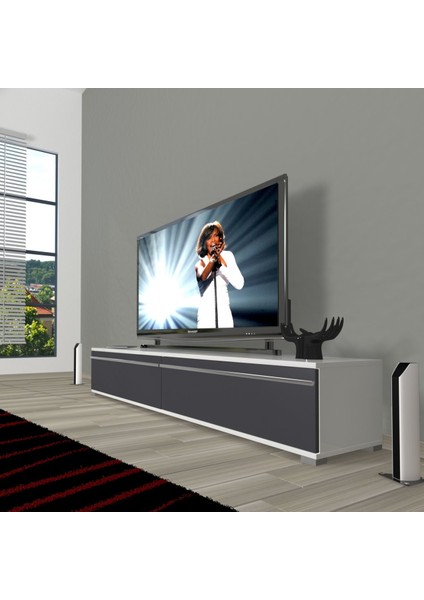 Eko 140T Mdf Tv Ünitesi Tv Sehpası - Beyaz - Antrasit