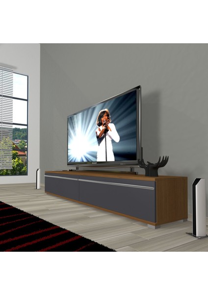 Eko 140T Mdf Tv Ünitesi Tv Sehpası - Ceviz - Antrasit