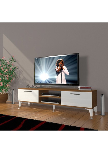 Eko 140 Mdf DVD Silver Tv Ünitesi Tv Sehpası - Ceviz - Beyaz