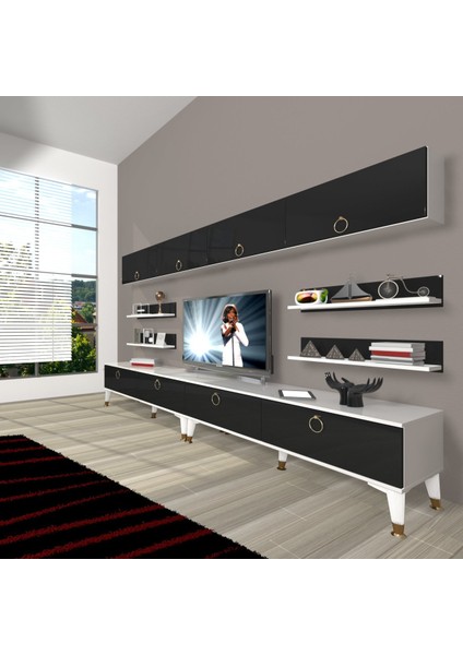Eko 360Y Mdf Gold Tv Ünitesi Tv Sehpası - Beyaz - Siyah