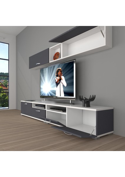 Eko 5200 Mdf Tv Ünitesi Tv Sehpası - Beyaz - Antrasit