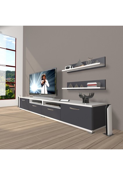 Eko 200R Mdf Tv Ünitesi Tv Sehpası - Beyaz - Antrasit