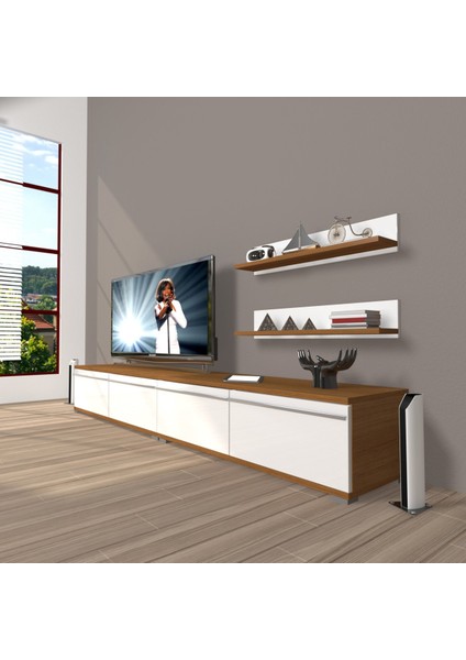 Eko 200T Mdf Tv Ünitesi Tv Sehpası - Ceviz - Beyaz