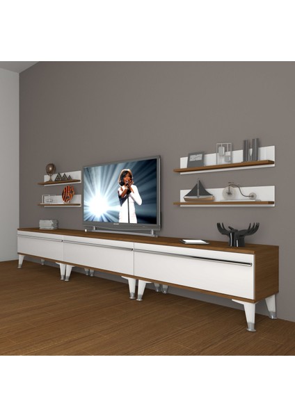 Eko 270R Mdf Silver Tv Ünitesi Tv Sehpası - Ceviz - Beyaz