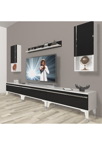 Eko 270TA Mdf Silver Tv Ünitesi Tv Sehpası - Beyaz - Siyah