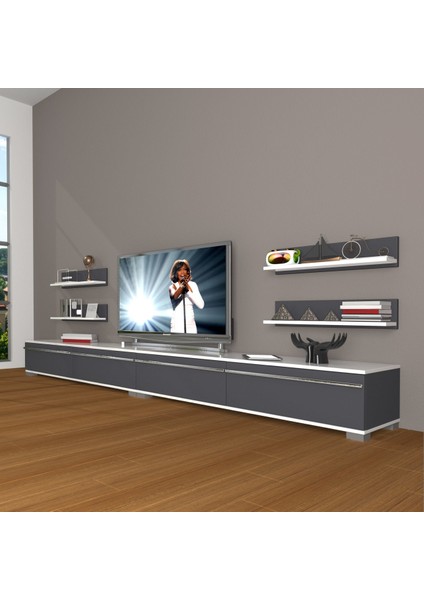 Eko 360R Mdf Tv Ünitesi Tv Sehpası - Beyaz - Antrasit