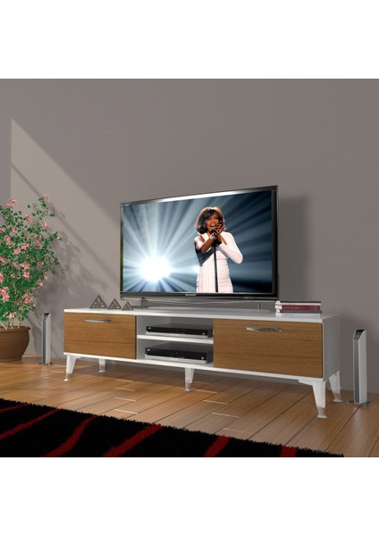 Eko 140 Slm DVD Silver Tv Ünitesi Tv Sehpası - Beyaz - Ceviz