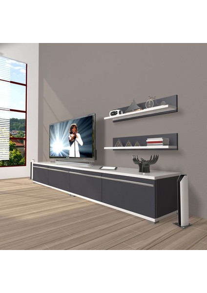 Eko 200T Mdf Tv Ünitesi Tv Sehpası - Beyaz - Antrasit