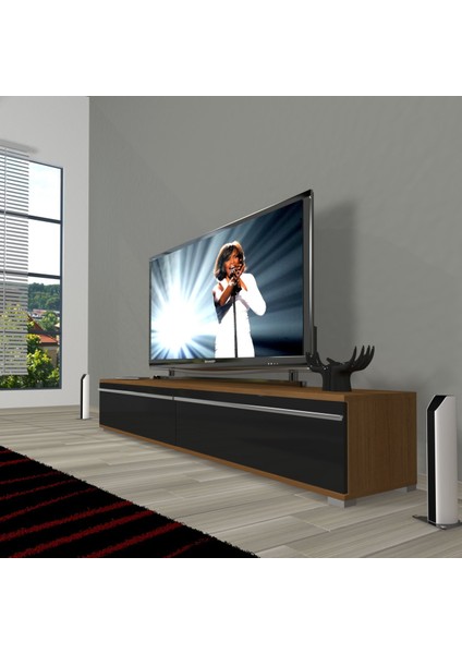 Eko 140T Mdf Tv Ünitesi Tv Sehpası - Ceviz - Siyah