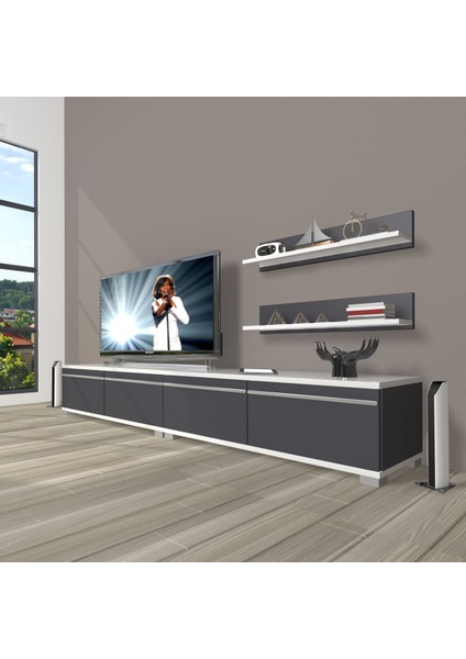 Eko 220T Mdf Tv Ünitesi Tv Sehpası - Beyaz - Antrasit