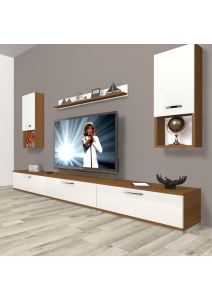 Eko 270DA Slm Tv Ünitesi Tv Sehpası - Ceviz - Beyaz