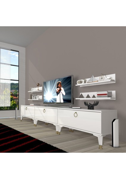 Eko 270R Mdf Gold Tv Ünitesi Tv Sehpası - Parlak Beyaz