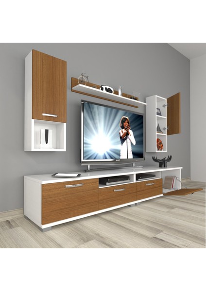 Eko 5200DA Mdf Tv Ünitesi Tv Sehpası - Beyaz - Ceviz