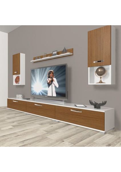 Eko 270DA Slm Tv Ünitesi Tv Sehpası - Beyaz - Ceviz