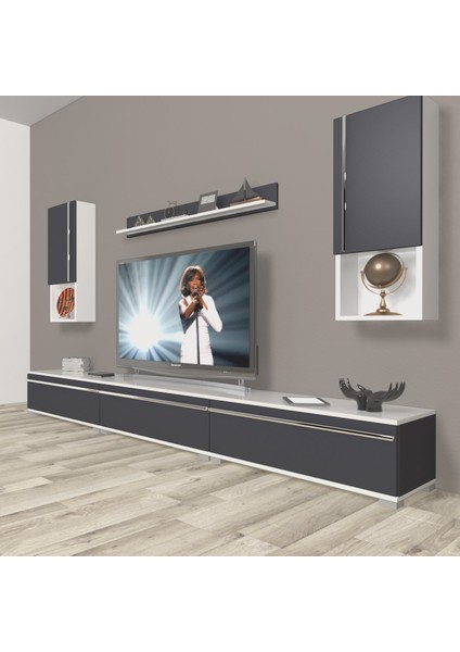 Eko 270TA Mdf Tv Ünitesi Tv Sehpası - Beyaz - Antrasit