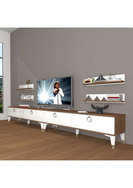 Eko 360R Mdf Gold Tv Ünitesi Tv Sehpası - Ceviz - Beyaz