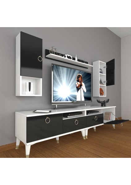 Eko 5200DA Mdf Gold Tv Ünitesi Tv Sehpası - Beyaz - Siyah