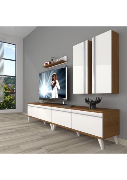 Eko 5200T Mdf Retro Tv Ünitesi Tv Sehpası - Ceviz - Beyaz