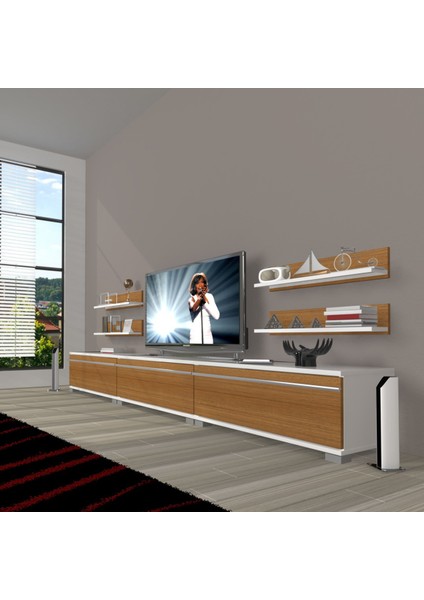 Eko 270R Mdf Tv Ünitesi Tv Sehpası - Beyaz - Ceviz