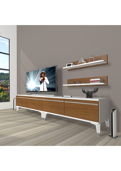 Eko 220T Mdf Silver Tv Ünitesi Tv Sehpası - Beyaz - Ceviz