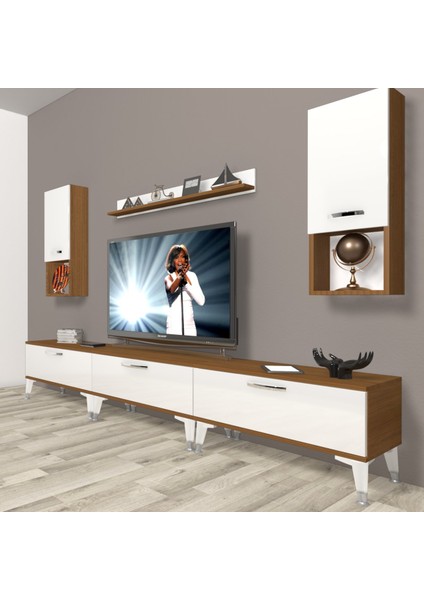 Eko 270DA Slm Silver Tv Ünitesi Tv Sehpası - Ceviz - Beyaz