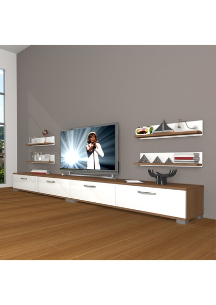 Eko 360R Slm Tv Ünitesi Tv Sehpası - Ceviz - Beyaz