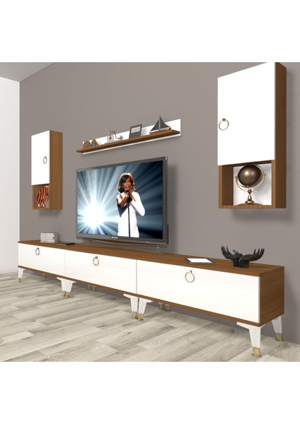 Eko 270DA Mdf Gold Tv Ünitesi Tv Sehpası - Ceviz - Beyaz